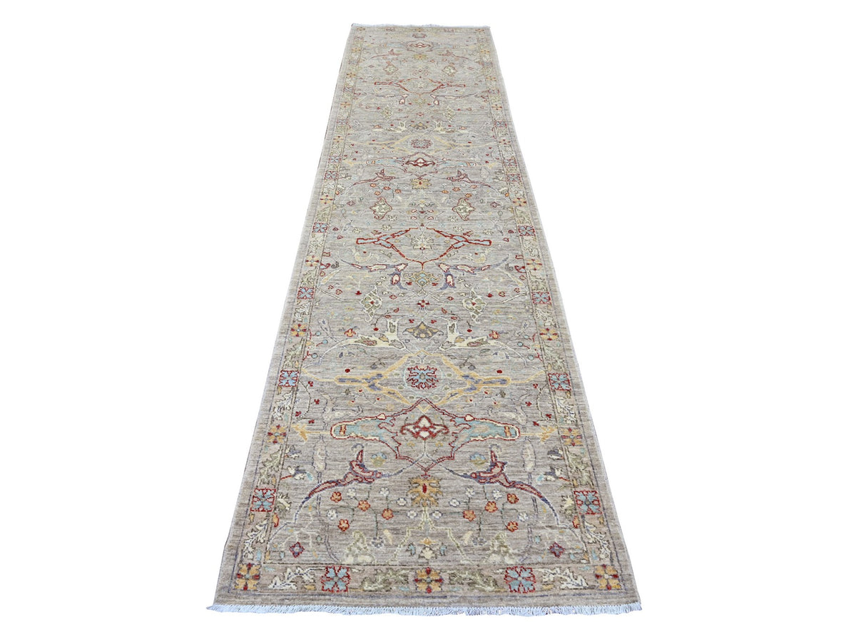 Peshawar Oushak hand-knotted wool runner in Brown, 2'11" x 11'8", SKU O089990