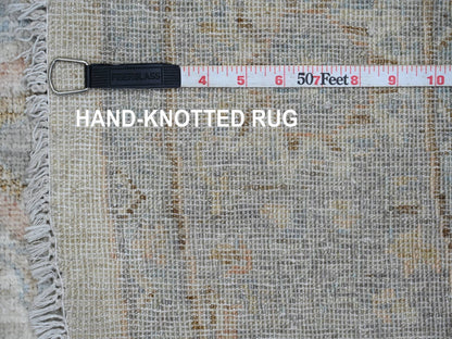 Ivory 5'8" x 5'9" Oushak And Peshawar Hand knotted Wool Rug - Sku: O089996