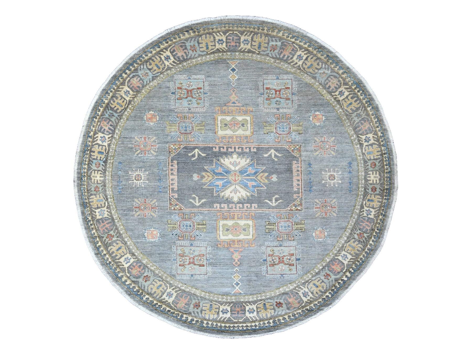 Peshawar Oushak hand-knotted wool rug in Gray, 7'8" x 7'11" — SKU O089997