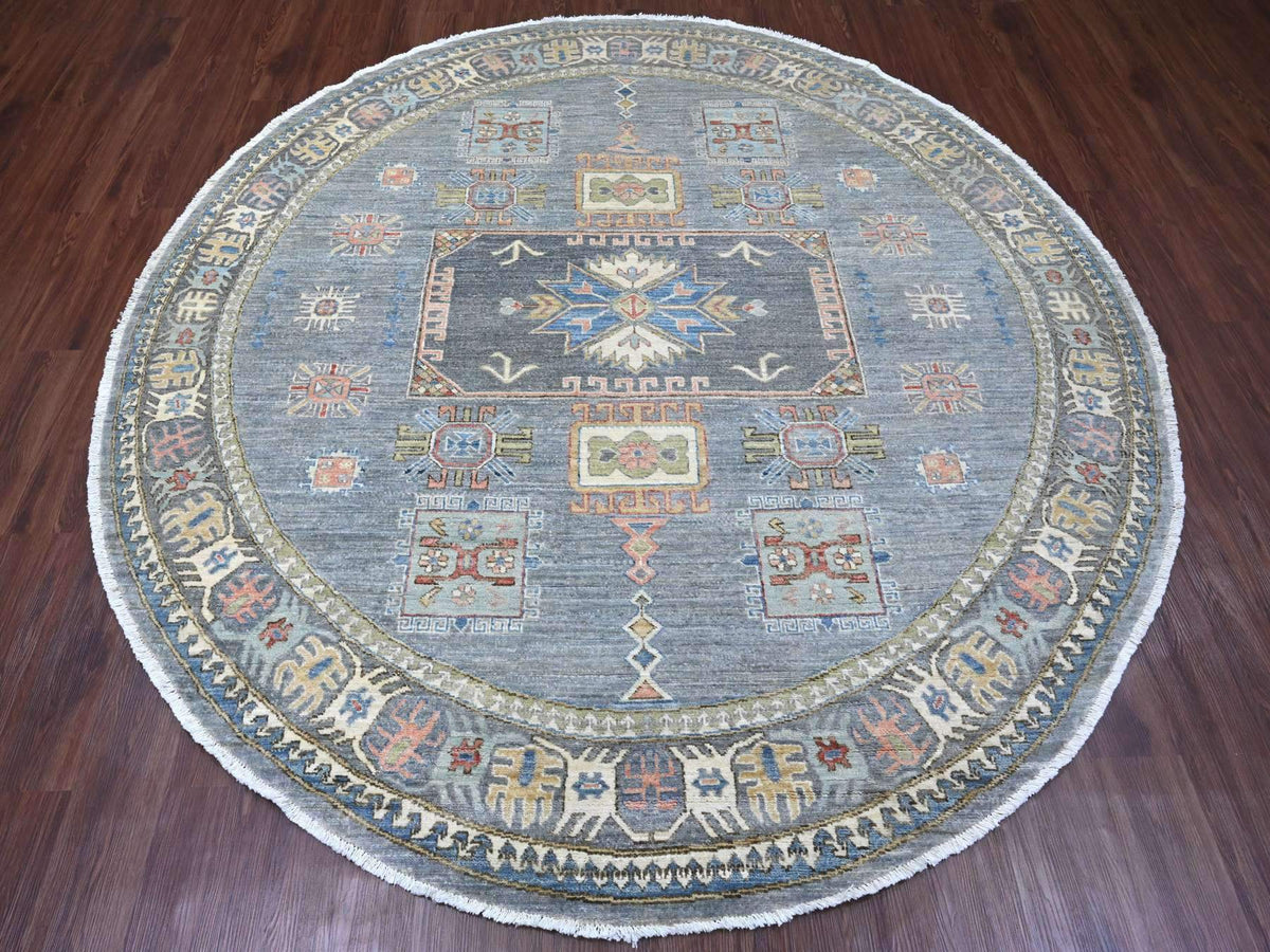 Peshawar Oushak hand-knotted wool rug in Gray, 7'8" x 7'11" — SKU O089997 (view 2)