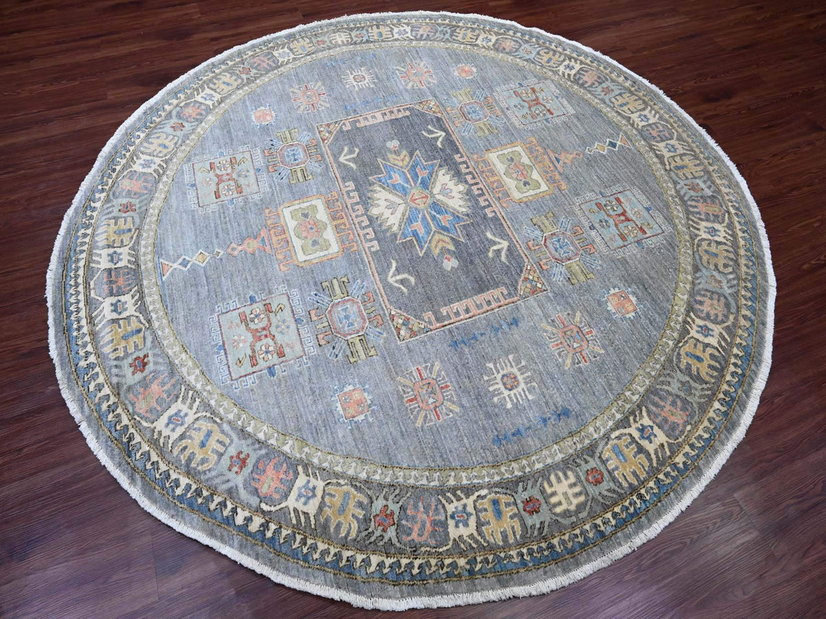 Peshawar Oushak hand-knotted wool rug in Gray, 7'8" x 7'11" — SKU O089997 (view 3)