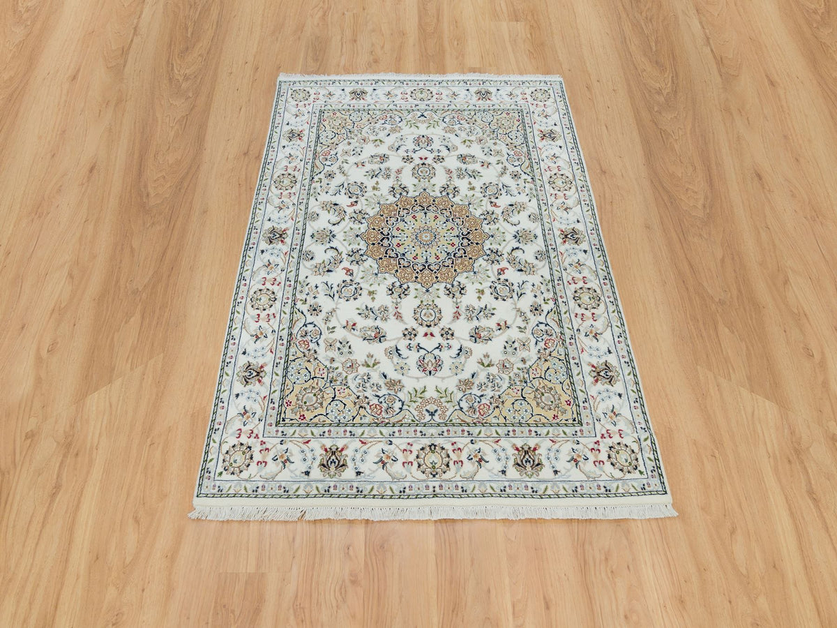 Nain Fine Oriental hand-knotted wool rug in Ivory, 4'7" x 6'8" — SKU O090013 (view 2)