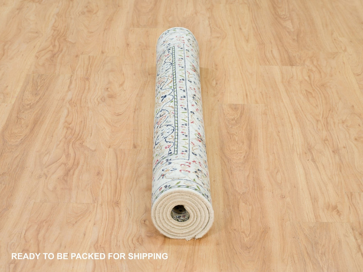 Nain Fine Oriental hand-knotted wool rug in Ivory, 4'7" x 6'8" — SKU O090013 (view 6)