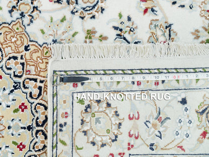 Nain Fine Oriental hand-knotted wool rug in Ivory, 4'7" x 6'8" — SKU O090013 (view 8)