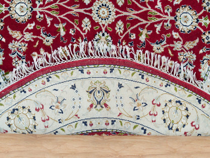 Nain Fine Oriental hand-knotted wool rug in Red & Ivory, 4'10" x 4'10" — SKU O090018 (view 3)