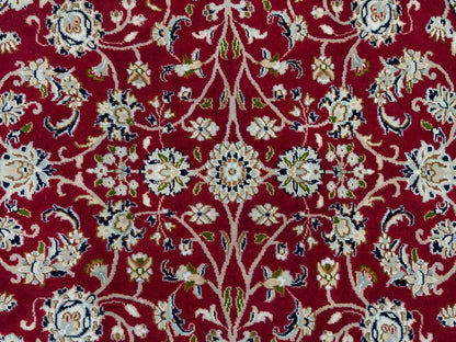 Nain Fine Oriental hand-knotted wool rug in Red & Ivory, 4'10" x 4'10" — SKU O090018 (view 5)