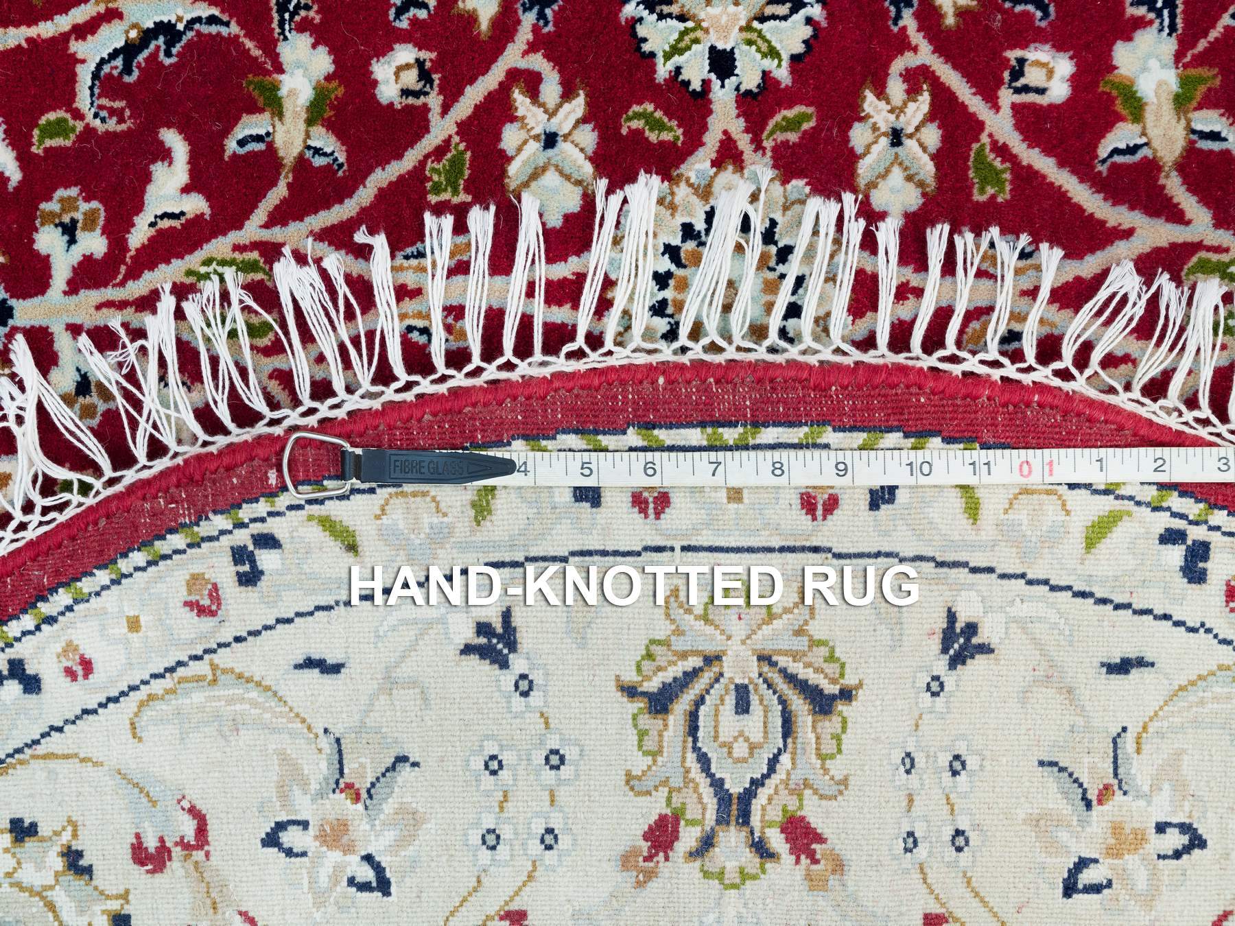 Nain Fine Oriental hand-knotted wool rug in Red & Ivory, 4'10" x 4'10" — SKU O090018 (view 8)