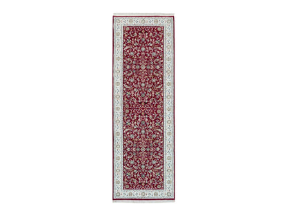 Nain Fine Oriental hand-knotted wool runner in Red & Ivory, 2'9" x 8'2" — SKU O090022