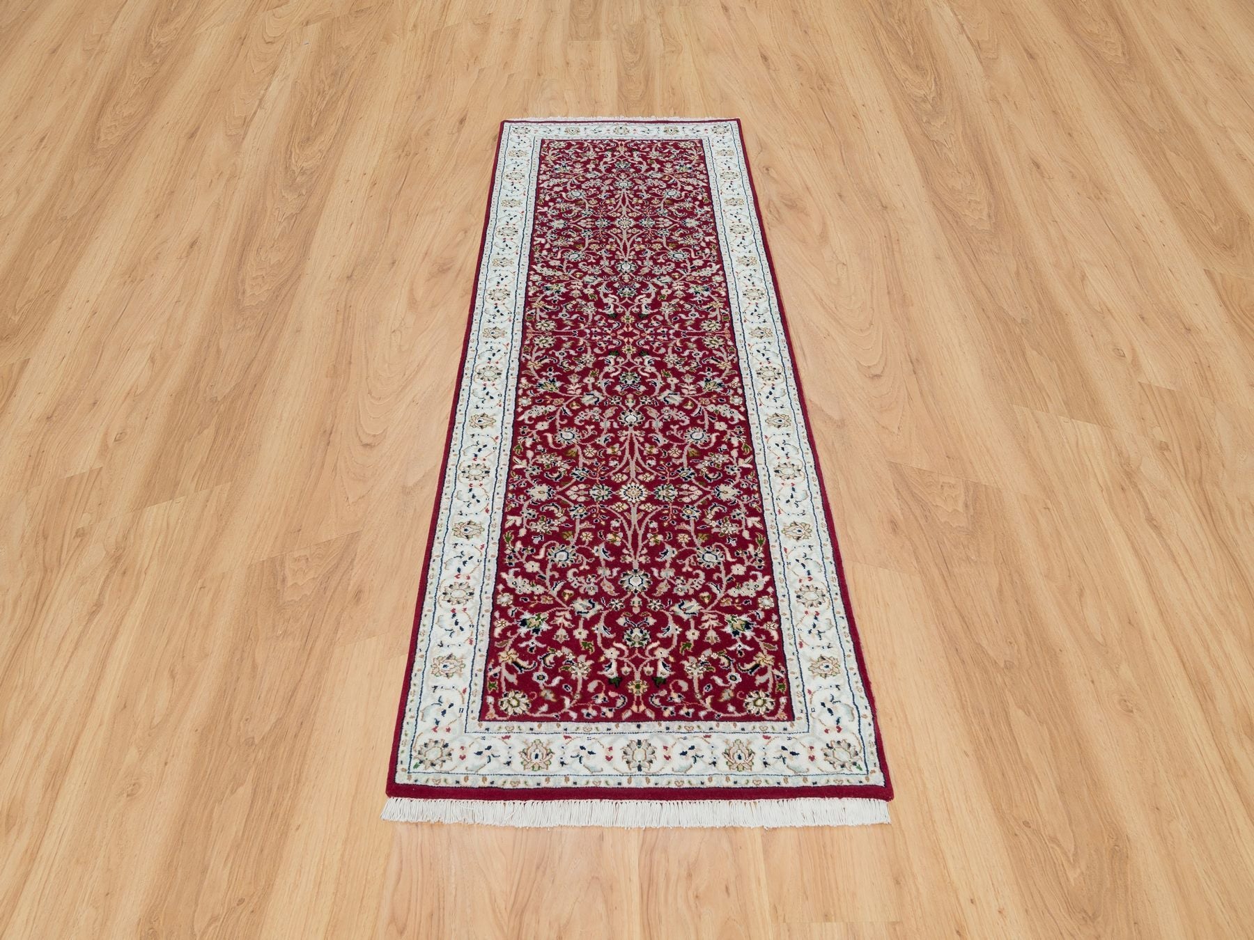 Nain Fine Oriental hand-knotted wool runner in Red & Ivory, 2'9" x 8'2" — SKU O090022 (view 2)