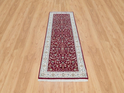 Nain Fine Oriental hand-knotted wool runner in Red & Ivory, 2'9" x 8'2" — SKU O090022 (view 2)