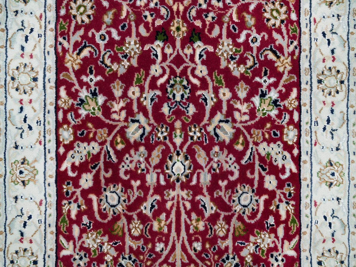 Nain Fine Oriental hand-knotted wool runner in Red & Ivory, 2'9" x 8'2" — SKU O090022 (view 5)