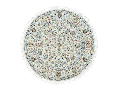 Nain Fine Oriental hand-knotted wool rug in Ivory, 4'1" x 4'1" — SKU O090026