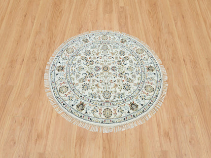 Nain Fine Oriental hand-knotted wool rug in Ivory, 4'1" x 4'1" — SKU O090026 (view 2)