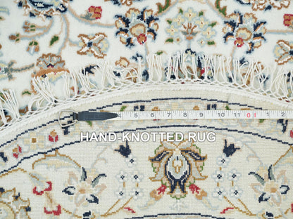 Nain Fine Oriental hand-knotted wool rug in Ivory, 4'1" x 4'1" — SKU O090026 (view 8)