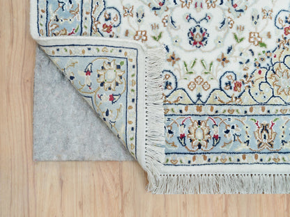 Nain Fine Oriental hand-knotted wool runner in Ivory & Blue, 2'8" x 13' — SKU O090028 (view 3)