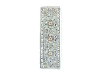 Blue 2'9" x 8'4" Fine Oriental Hand knotted Wool Rug - Sku: O090030
