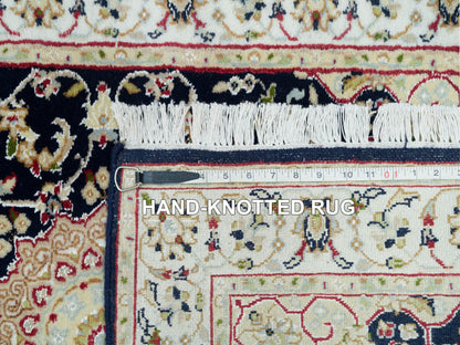 Nain Fine Oriental hand-knotted wool runner in Blue & Ivory, 2'8" x 15'10" — SKU O090034 (view 8)