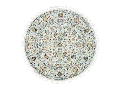 Nain Fine Oriental hand-knotted wool rug in Ivory, 3'9" x 3'9" — SKU O090037