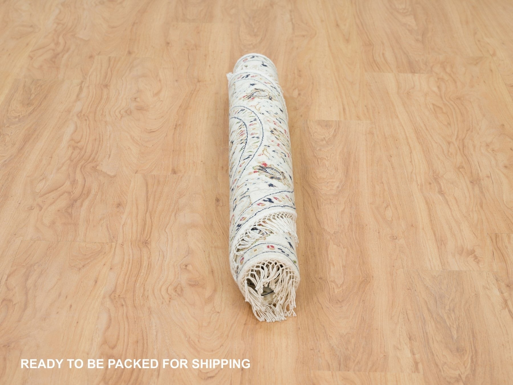 Nain Fine Oriental hand-knotted wool rug in Ivory, 3'9" x 3'9" — SKU O090037 (view 6)