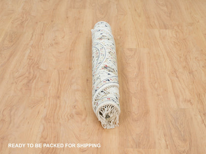 Nain Fine Oriental hand-knotted wool rug in Ivory, 3'9" x 3'9" — SKU O090037 (view 6)