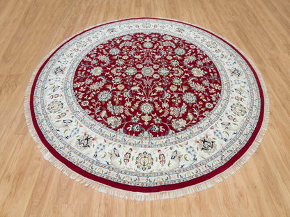 Nain Fine Oriental hand-knotted wool rug in Red & Ivory, 9'8" x 9'8" — SKU O090050 (view 2)