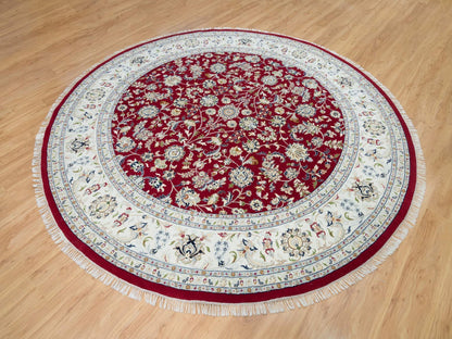 Nain Fine Oriental hand-knotted wool rug in Red & Ivory, 9'8" x 9'8" — SKU O090050 (view 3)