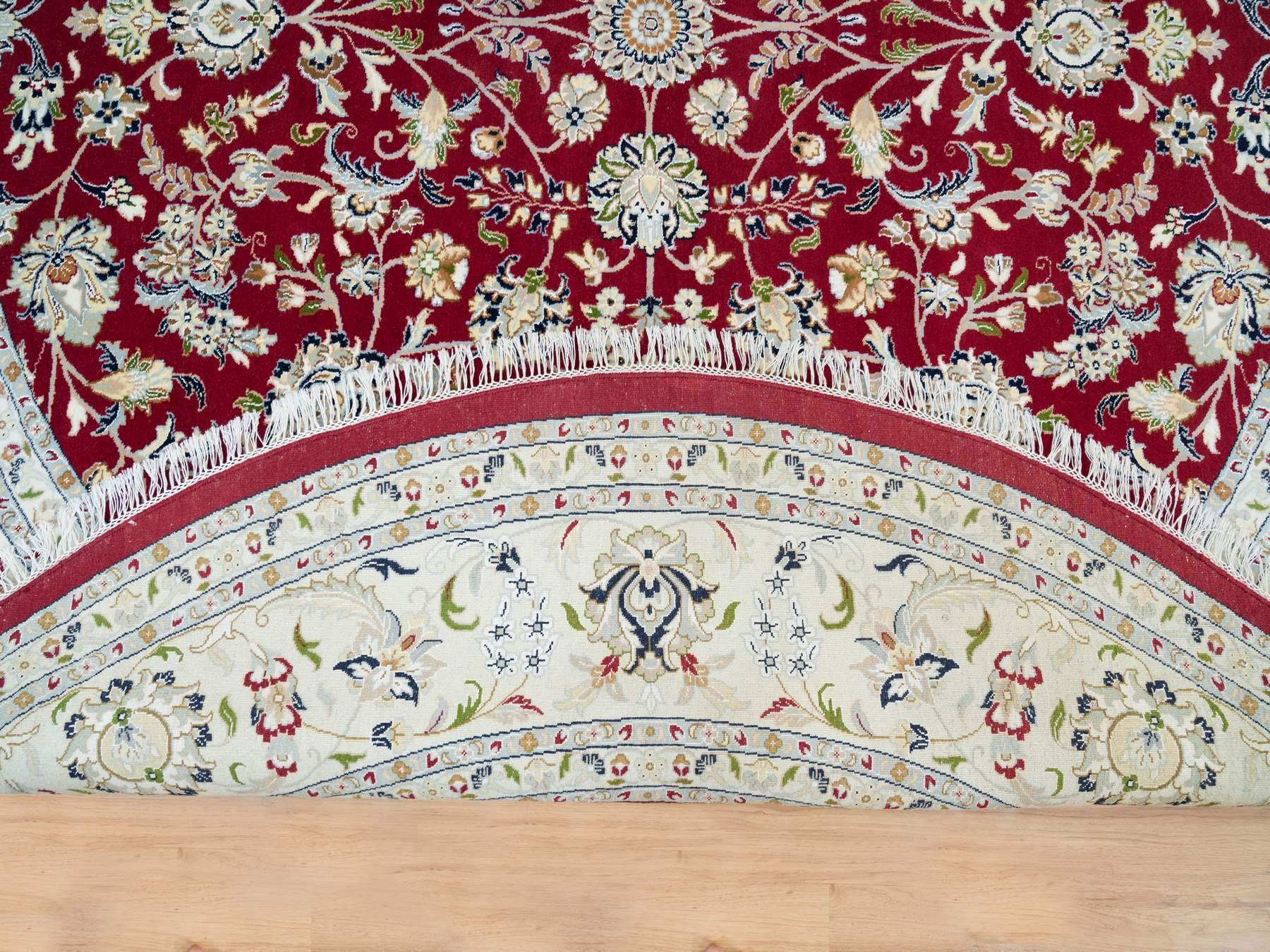 Nain Fine Oriental hand-knotted wool rug in Red & Ivory, 9'8" x 9'8" — SKU O090050 (view 4)