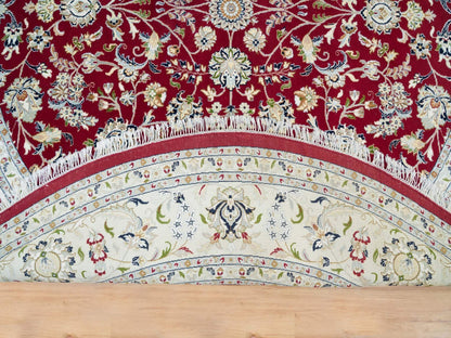 Nain Fine Oriental hand-knotted wool rug in Red & Ivory, 9'8" x 9'8" — SKU O090050 (view 4)
