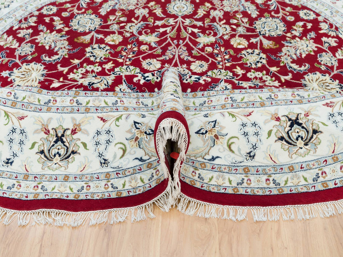 Nain Fine Oriental hand-knotted wool rug in Red & Ivory, 9'8" x 9'8" — SKU O090050 (view 5)