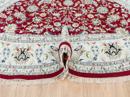 Nain Fine Oriental hand-knotted wool rug in Red & Ivory, 9'8" x 9'8" — SKU O090050 (view 5)