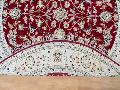 Nain Fine Oriental hand-knotted wool rug in Red & Ivory, 6' x 6' — SKU O090052 (view 3)