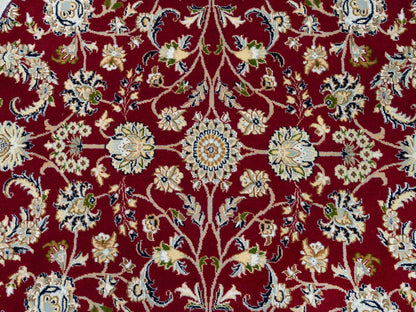 Nain Fine Oriental hand-knotted wool rug in Red & Ivory, 6' x 6' — SKU O090052 (view 5)
