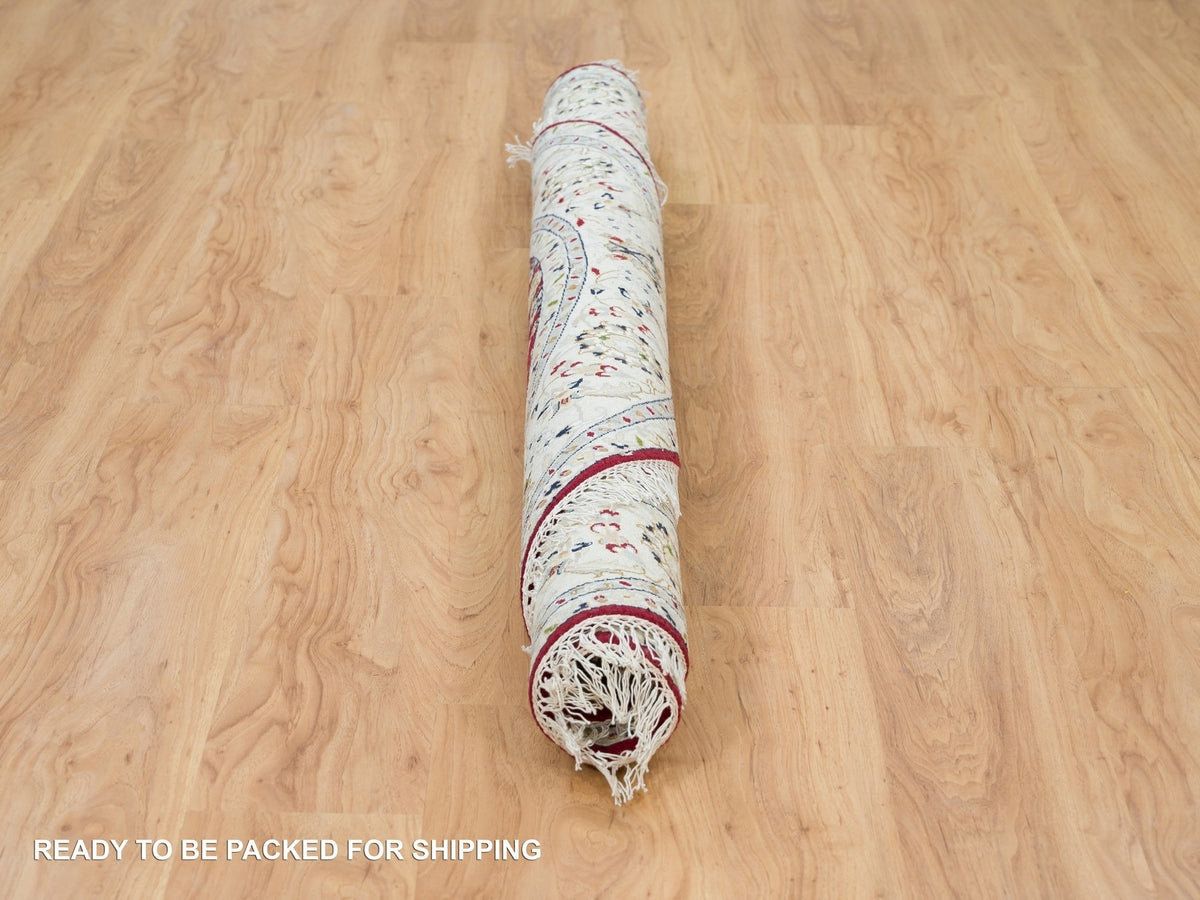 Nain Fine Oriental hand-knotted wool rug in Red & Ivory, 6' x 6' — SKU O090052 (view 6)