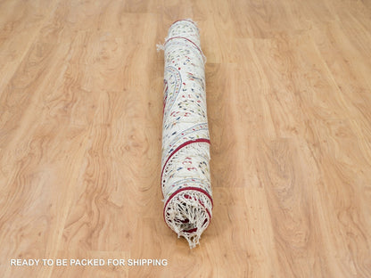 Nain Fine Oriental hand-knotted wool rug in Red & Ivory, 6' x 6' — SKU O090052 (view 6)