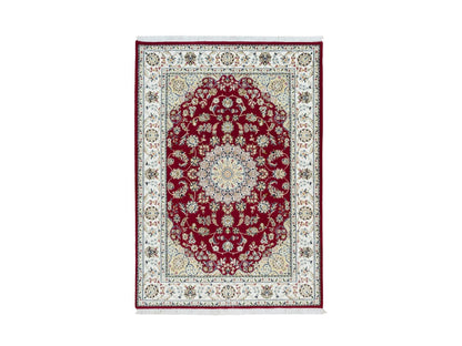 Nain Fine Oriental hand-knotted wool rug in Red & Ivory, 4'6" x 6'10" — SKU O090062