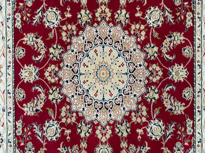 Nain Fine Oriental hand-knotted wool rug in Red & Ivory, 4'6" x 6'10" — SKU O090062 (view 5)