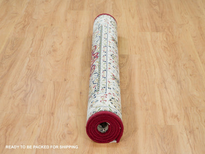 Nain Fine Oriental hand-knotted wool rug in Red & Ivory, 4'6" x 6'10" — SKU O090062 (view 6)