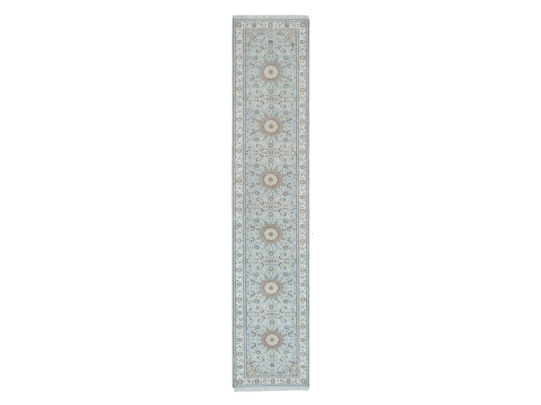 Blue 2'9" x 14'0" Traditional Hand knotted Wool Rug - Sku: O090063