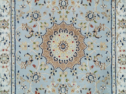 Blue 2'9" x 14'0" Fine Oriental Hand knotted Wool Rug - Sku: O090063