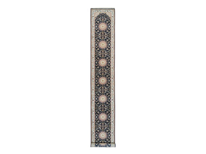 Blue 2'8" x 18'5" Fine Oriental Hand knotted Wool Rug - Sku: O090065