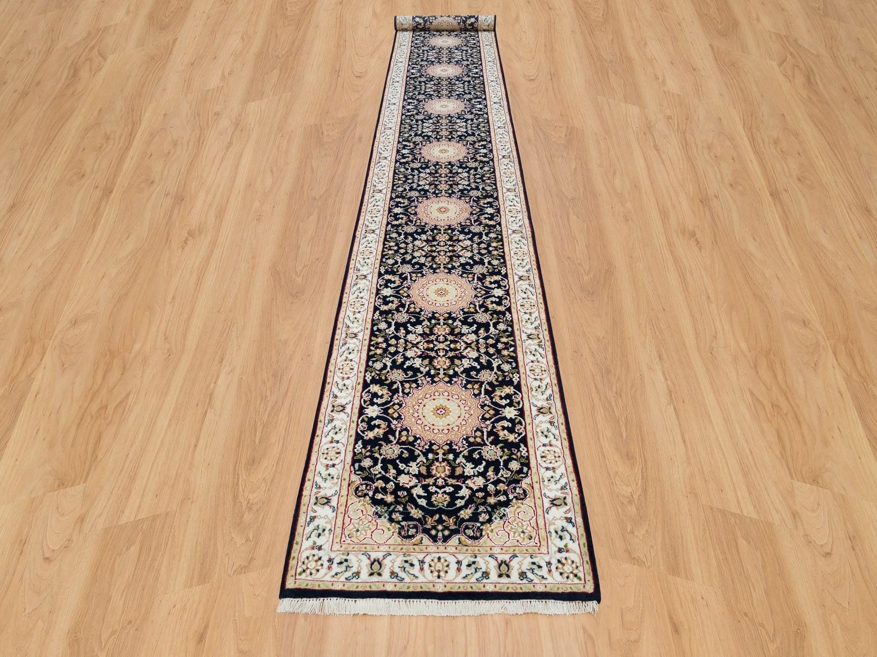 Nain Fine Oriental hand-knotted wool runner in Blue & Ivory, 2'8" x 18'5" — SKU O090065 (view 2)