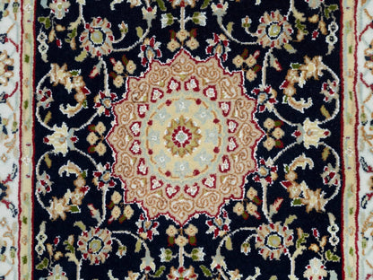 Blue 2'8" x 18'5" Fine Oriental Hand knotted Wool Rug - Sku: O090065