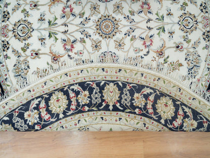 Nain Fine Oriental hand-knotted wool rug in Ivory & Blue, 6' x 6' — SKU O090068 (view 3)