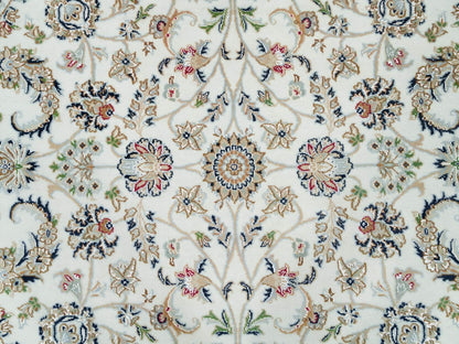 Nain Fine Oriental hand-knotted wool rug in Ivory & Blue, 6' x 6' — SKU O090068 (view 5)