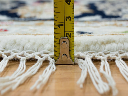Nain Fine Oriental hand-knotted wool rug in Ivory & Blue, 6' x 6' — SKU O090068 (view 7)
