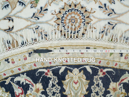 Nain Fine Oriental hand-knotted wool rug in Ivory & Blue, 6' x 6' — SKU O090068 (view 8)