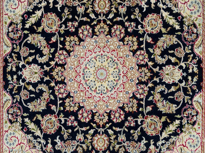 Blue 6'3" x 6'0" Fine Oriental Hand knotted Wool Rug - Sku: O090069