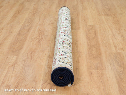 Blue 6'3" x 6'0" Fine Oriental Hand knotted Wool Rug - Sku: O090069