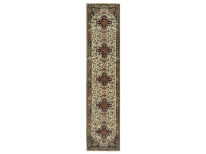 Beige 2'8" x 12'3" Heriz Hand knotted Wool Rug - Sku: O090084