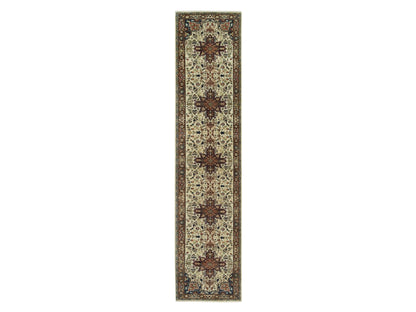 Beige 2'8" x 12'3" Heriz Hand knotted Wool Rug - Sku: O090086